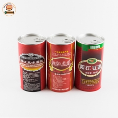 Custom Recyclable Cheap tube Paper Can for Food packing easy pull ring lid paper can