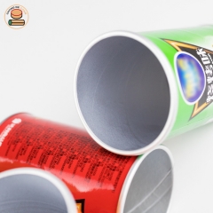 Round food custom printed paper can packing potato chips paper tube food grade aluminum foil lining