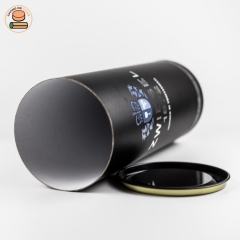 Customization eco-friendly Black paper tube packing for wine composite paper tube with inner plug lid