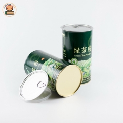 Custom design paper tube packing for green tea packing with aluminium pull ring lid