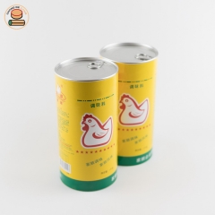 Custom Recyclable food grade tube Paper Can for Chicken essence with aluminium foil lining Pull Ring Lid.