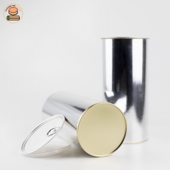 Silver paper silverlight color empty paper tube packing with easy pull ring lid for food