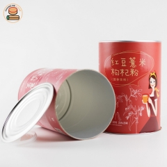Eco friendly recyclable paper tube packaging paper cans for solid drinks with plastic lid