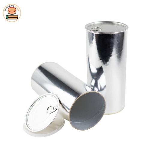 silverlight color empty paper tube packing with easy pull ring lid