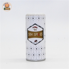 custom foil lined salt seasoning packaging paper tube with shaker lid