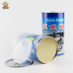 custom printing meat spices salt kraft paper tube box for cuttle powder packaging wit plastic lid