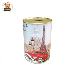 Wholesale piggy bank round coin can tin piggy bank money box paper tube