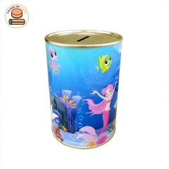 Wholesale piggy bank round coin can tin piggy bank money box paper tube