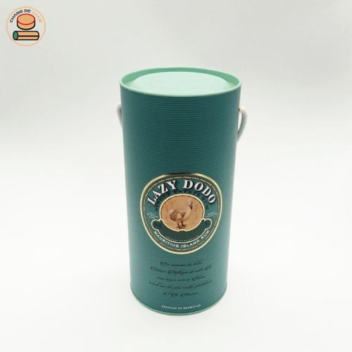 Custom wine water bottle package paper with cord cylinder box cardboard tube packaging with logo