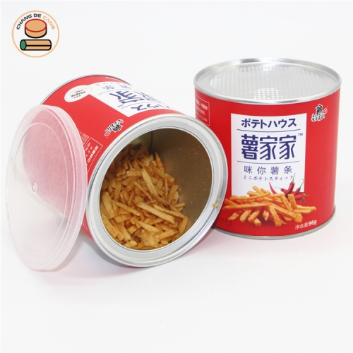 wholesale custom shrimp chips beef paper tube canister packaging with easy open lid and resealable plastic cover
