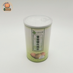 biodegradable custom easy open lid paper tube canister packaging for coconut chocolate matcha powder packaging