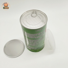 recycled matcha Gelatine cheese powder paper tube jar packaging with plastic resealable lid