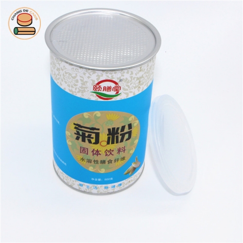 100%biodegradable custom Easy pull ring lid pape tube boxes packaging for cocoa powder oreo biscuit crumbs snack packaging