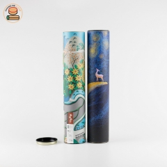 custom print elegant star poster paper tube packaging map art picture paper bottle packaging with inner plug lid