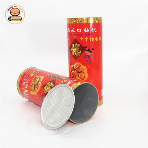 Food-grade paper can Custom design paper tube packing for walnut with aluminium pull ring lid