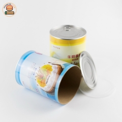 100%biodegradable custom Easy pull ring lid pape tube boxes packaging for flower fruit milk red tea packaging