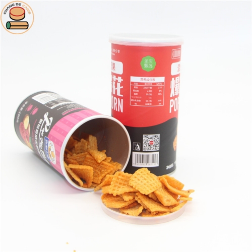 custom printing logo FDA paper can packing for potato chips shrimp chips broad beans peas popcorn packaging