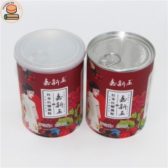 custom easy pull ring lid food grade pape tube boxes packaging for tea boxes coffee cocoa chocolates cream powder packaging