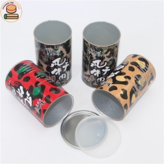 20% off custom food grade easy open lid paper tube cans packcaing for laver ready to eat shrimp egg roll cho packaging