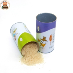 food grade kraft paper tube box packaging with easy open lid for rice packaging