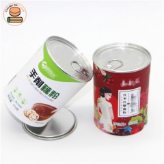 100% biodegradable paper material cocoa powder floss seaweed laver, matcha paper tube cans packaging with easy open lid