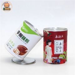 100% biodegradable paper material cocoa powder floss seaweed laver, matcha paper tube cans packaging with easy open lid