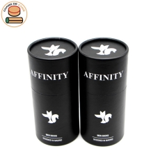 Pure black color composite paper tube double layers paper tube gift sets tube tea for losing weight candle jars