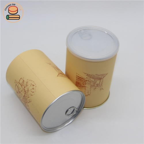 Eco friendly packaging paper tube salt packaging paper tube for Cereal tea potato Fruit tea snacks with easy pull ring lid