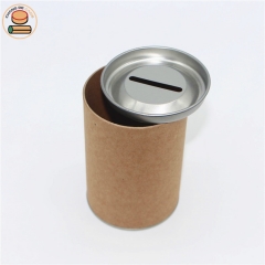 Cheap Factory Custom Kids piggy bank money bank tin can coin collection cans paper tube packaging for pocket money