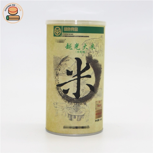 Food grade Airtight paper tube for rice food packaging with easy pull ring lid cylinder paper can