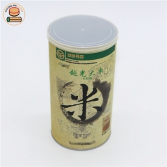 Food grade Airtight paper tube for rice food packaging with easy pull ring lid cylinder paper can