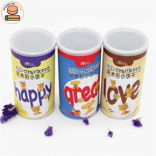 Food grade packaging tubes with easy ring pull lid for crackers cookies chocolate