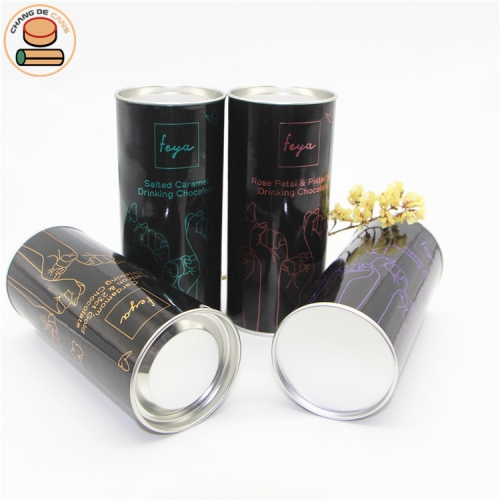 Biodegradable paper tube packaging tubes for Chocolates snacks with tinplate plug lid