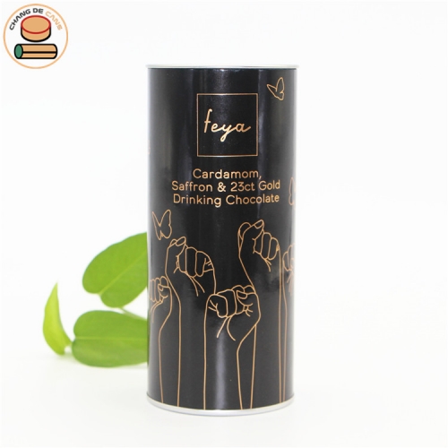 salted caramel drinking chocolate composite paper tube packaging tubes for snacks with tinplate plug lid