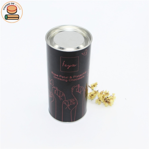 Biodegradable paper tube gold stamping candle packaging supplies with tinplate plug lid Bronzing process