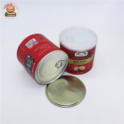 Sealed paper tube Upper cover: PE plastic cover + aluminum easy pull cover Paper cylinder: aluminum foil + cow card + color printing paper Bottom: iron bottom Application: food packaging, tea packaging, powder packaging, snack packaging, etc