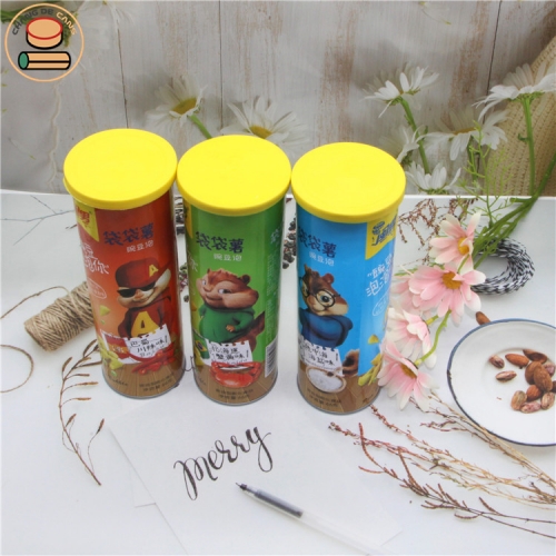 Food grade potato chips paper tube cardboard cylinders cardboard tube with lid paper tube sealing