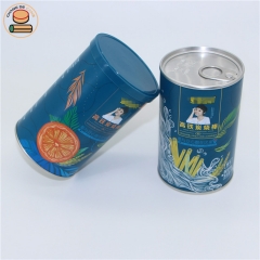 Tighter Seal Metal Lid Cylinder Square Aluminum lid easy pull Tube paper cans for Powder