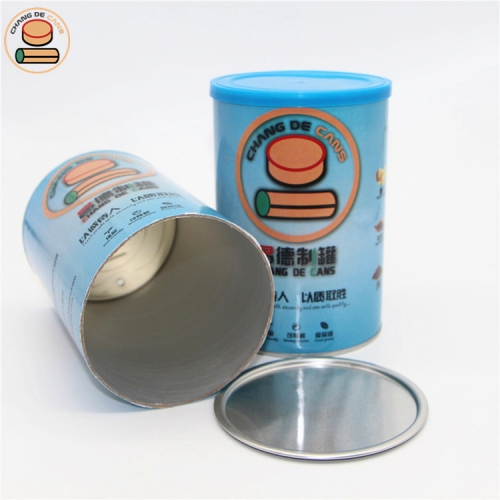 Tighter Seal Metal Lid Cylinder Square Aluminum lid easy pull Tube paper cans for Powder