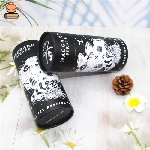 Premium Quality Recyclable Cylinder Packaging Paper Box Decorations Garment Socks Packaging Black round paper boxes packaging box composite double white paper tube with custom stickers
