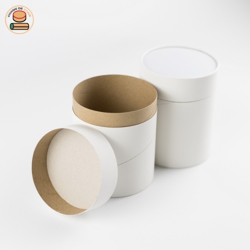 Small MOQ eco-friendly kraft paper tubes Clothing Socks packaging box composite double white paper tube with custom stickers