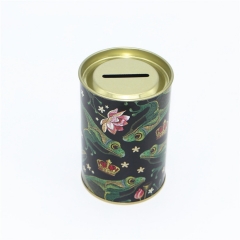 Custom OEM Money Cylinder Paper Box Coin Saving Tins Round Piggy Bank With Lid