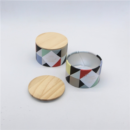 Wooden Lid Eco Friendly Recyclable Paper Tube Packaging Cans Round Cardboard Gift Boxes