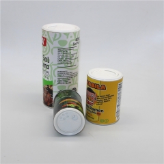 Recycled round seasoning container / spice paper tube bottle with shaker plastic lids