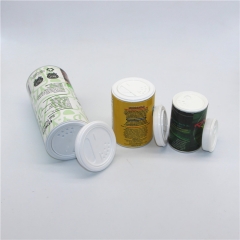 Recycled round seasoning container / spice paper tube bottle with shaker plastic lids