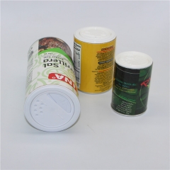 Recycled round seasoning container / spice paper tube bottle with shaker plastic lids