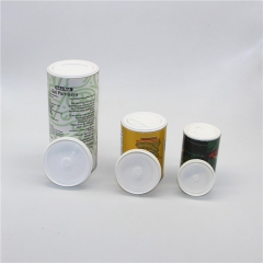 Recycled round seasoning container / spice paper tube bottle with shaker plastic lids