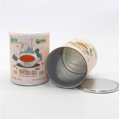 Custom Printing Cardboard Green Super foods Gummy Collagen Powder Paper Tube Jar Canister Packaging With Easy Peel Off Tin Lid