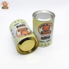 Customized Cylinder Aluminium Foil Cardboard Food Cans Paper Tube Canister With Metal Lid For Nuts Packing
