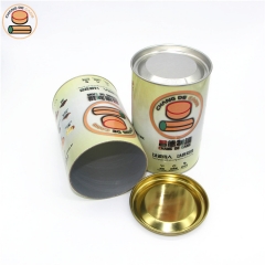 Customized Cylinder Aluminium Foil Cardboard Food Cans Paper Tube Canister With Metal Lid For Nuts Packing